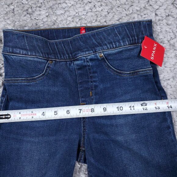 Spanx Distressed Ankle Skinny Jeans Legging Blue Medium Wash Pull On Size XS - Picture 11 of 12